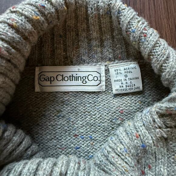 Vintage Gap Wool Blend Sweater Small Fair Isle Checkered Shawl Collar - Picture 7 of 8